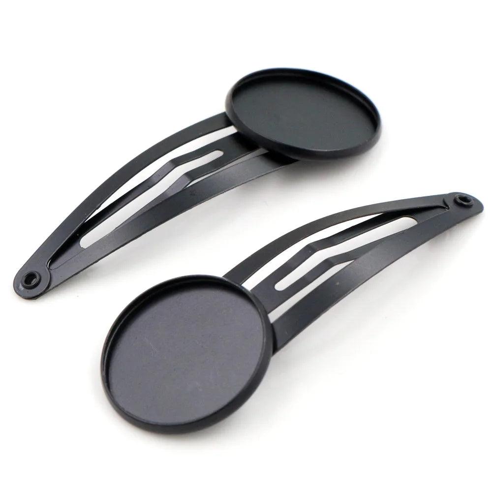 12mm 20mm 10pcs High Quality Rhodium Silver Plated Bronze Black Copper Material Hairpin Hair Clips Base Setting Cabochon Cameo