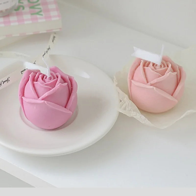 Food Grade Rose Candle Silicone Mould DIY Aromatherapy Candle Resin Mould Pastry Chocolate Cake Ice Cube Tray Mould