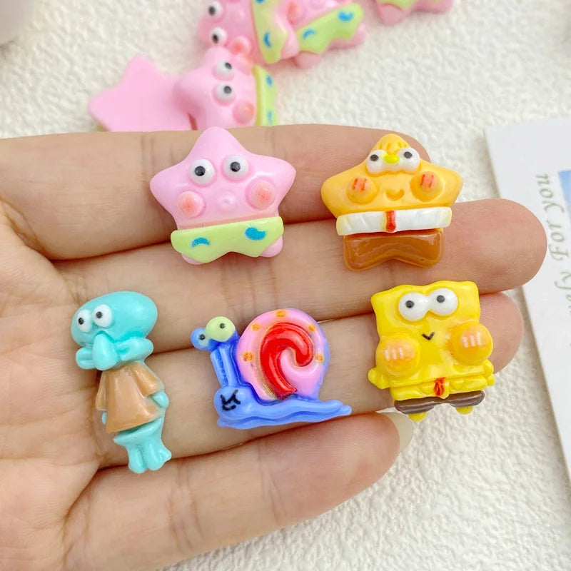 10Pcs New Cute Mini Resin Snail, Starfish, Octopus Free Shipping Flat back Ornament Jewelry Making Hairwear Accessories