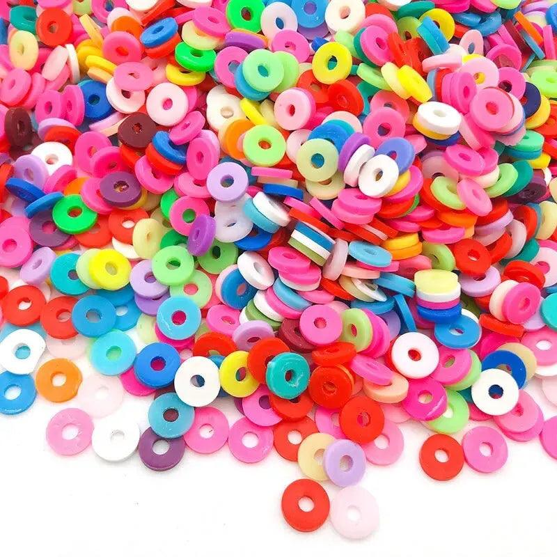2500 Pcs Brown Clay Beads for Bracelets Making, Flat Round Polymer Spacer Heishi Clay Beads Kit for Jewelry Making and Craft