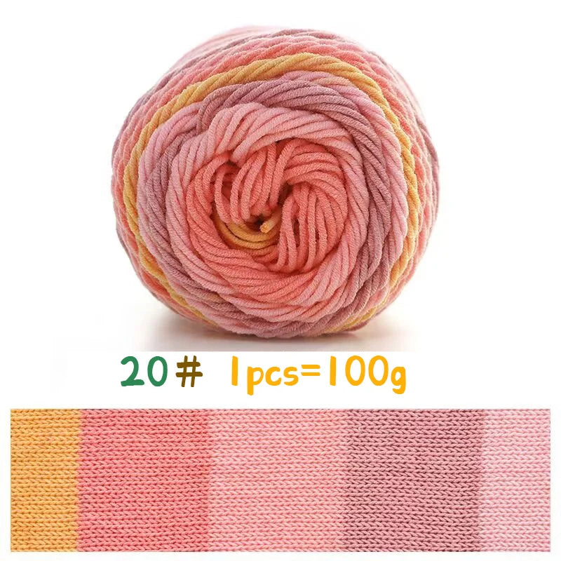 Rainbow Colorful Cotton Yarn Ball For Handwoven Projects