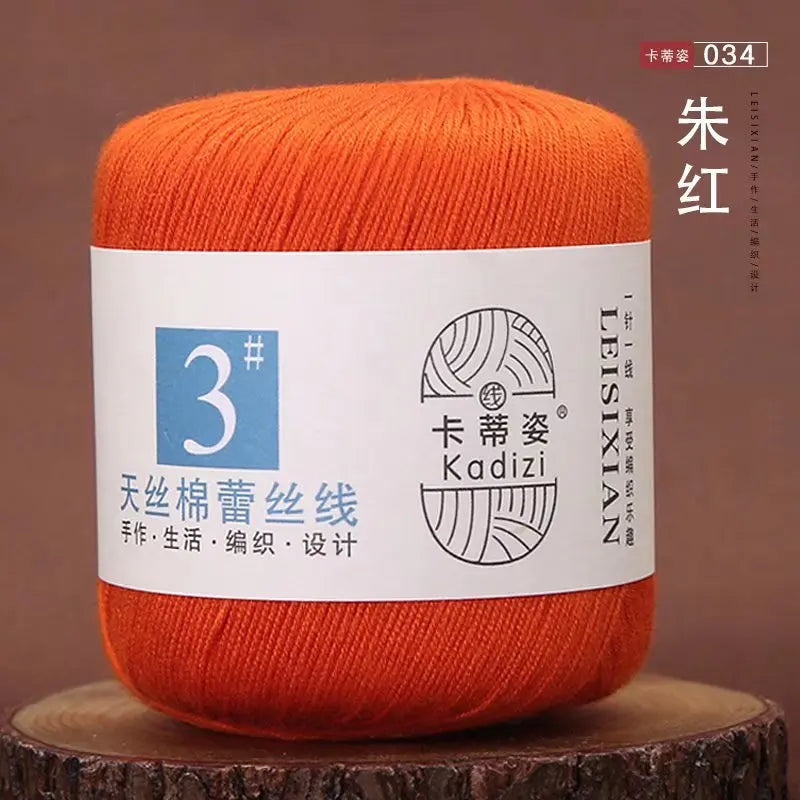 100 Percent Mercerized Cotton Lace Yarn for Hand Knitting and Crochet Arts Crafts