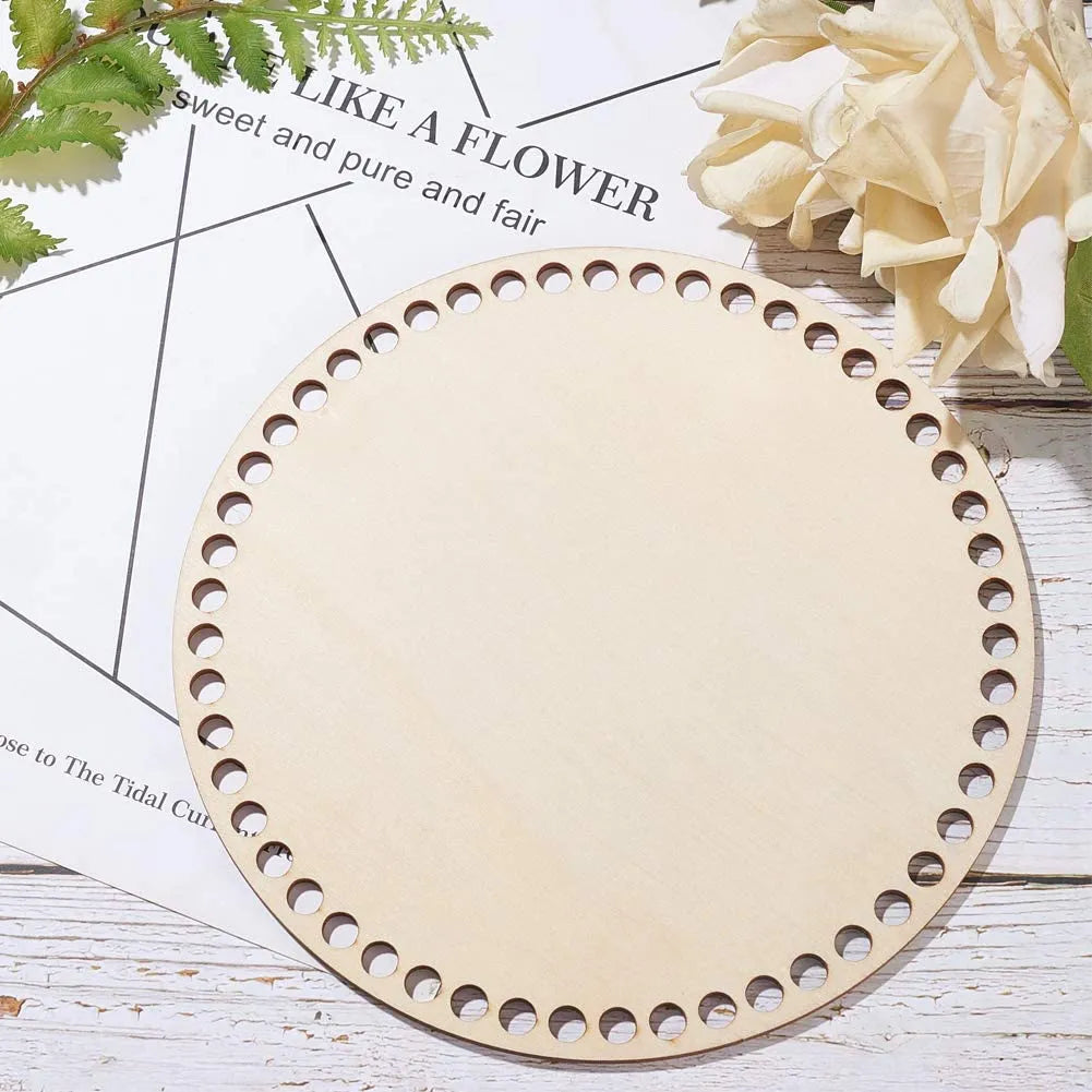 2Pcs Natural Wooden Basket Bottom Blank Solid Crochet Basket Wood Base for DIY Basket Weaving Supplies Craft Making Home Decorat