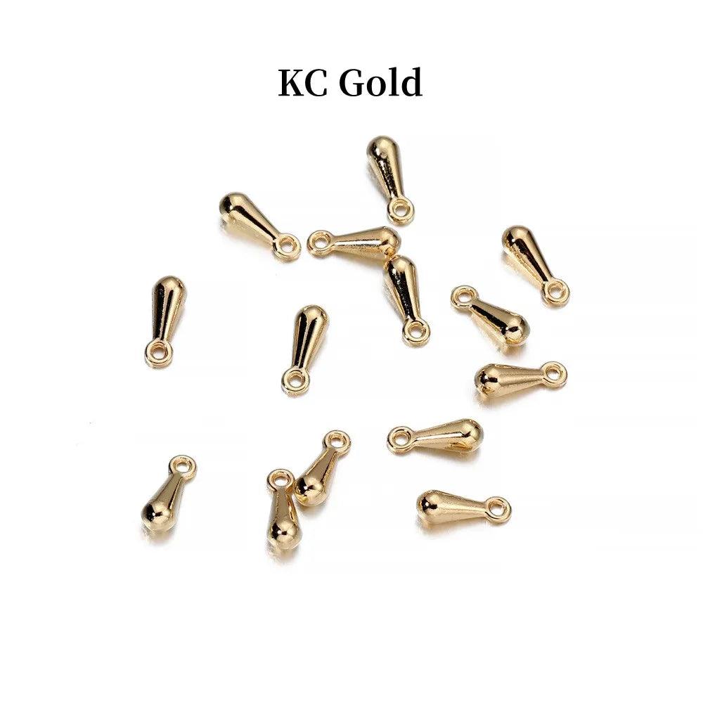200pcs/ lot 2*7 3*9mm Gold Copper Water Drop End Beads For DIY Extender Chain Pendant Jewelry Making Findings Accessories