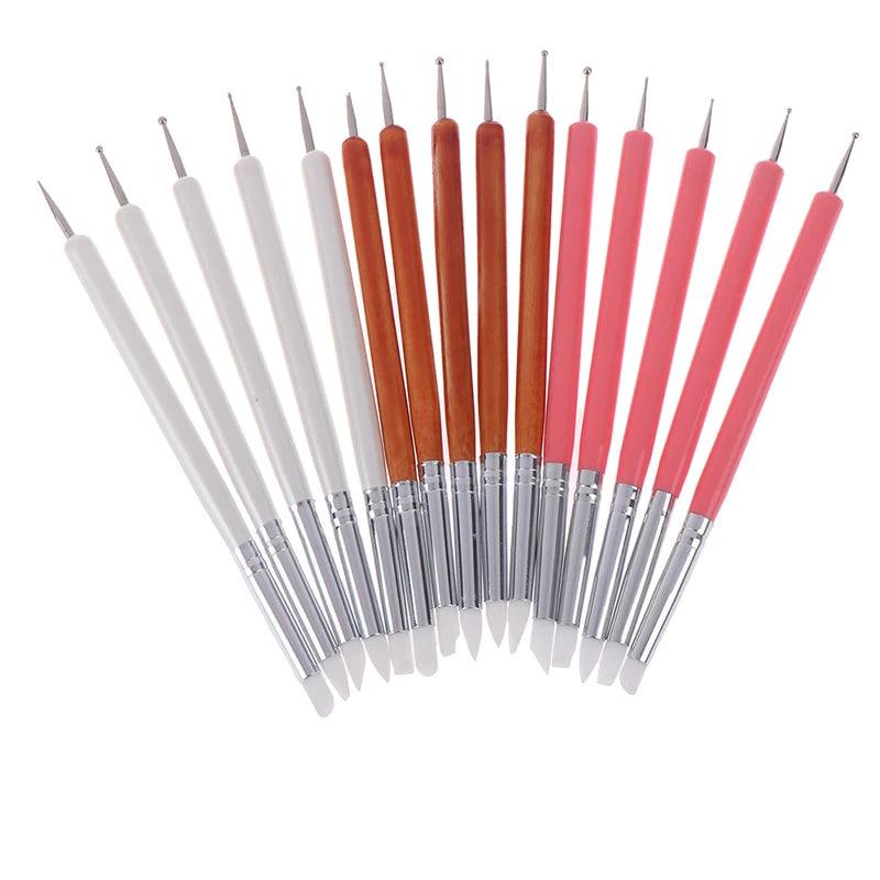 5pcs Silicone Clay Sculpting Tool For Brush Modeling Dotting Nail Art Pottery Clay Tool Two Head DIY Carving Sculpting Tools