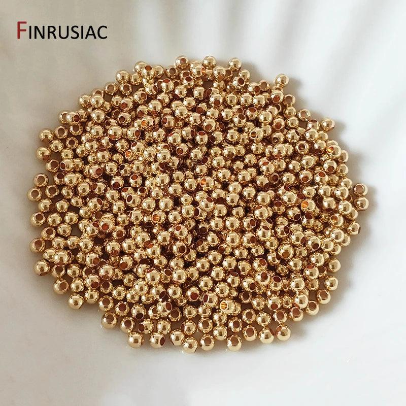 14k/18k real gold plated Round 2/2.5/3/4/5/6mm Spacer Beads For Jewelry making Beads Accessories Findings Wholesale