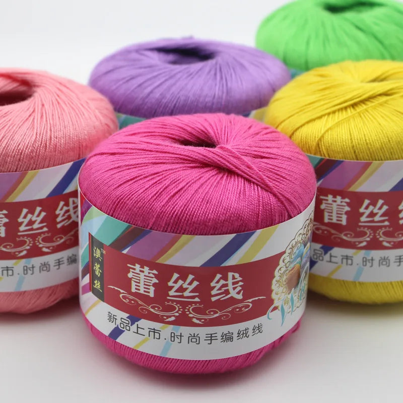 1Pc 50g 100% Cotton Yarn for Hand Knitting Soft lace Crochet Yarn Thin threads for sweater shawl toy amigurumi line 180Meter