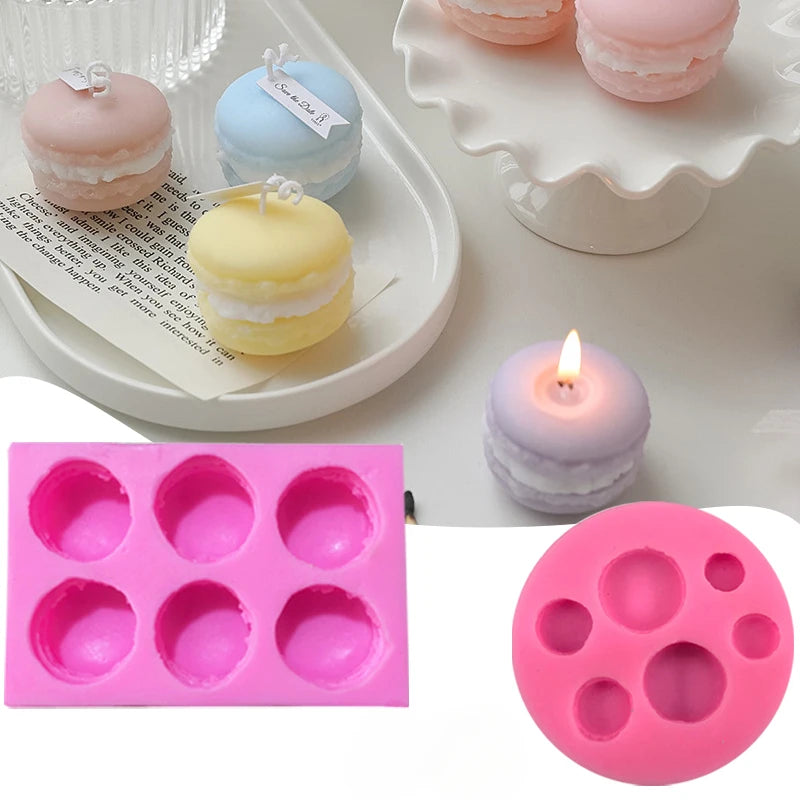 3D Macaron Candle Silicone Mold Scented Candles Mould Soap Chocolate Mold Fondant Candy Polymer Clay Craft Molds Baking Tools