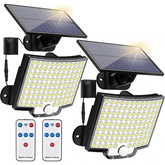 106LED Solar Light Outdoor Waterproof with Motion Sensor Floodlight Remote Control for Patio Garage Backyard Plant lighting