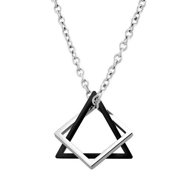 Fashion Couple Geometry Triangle Necklace Hip Hop Pendant Couple Necklace for Men Women Stainless Steel Jewelry Anniversary Gift