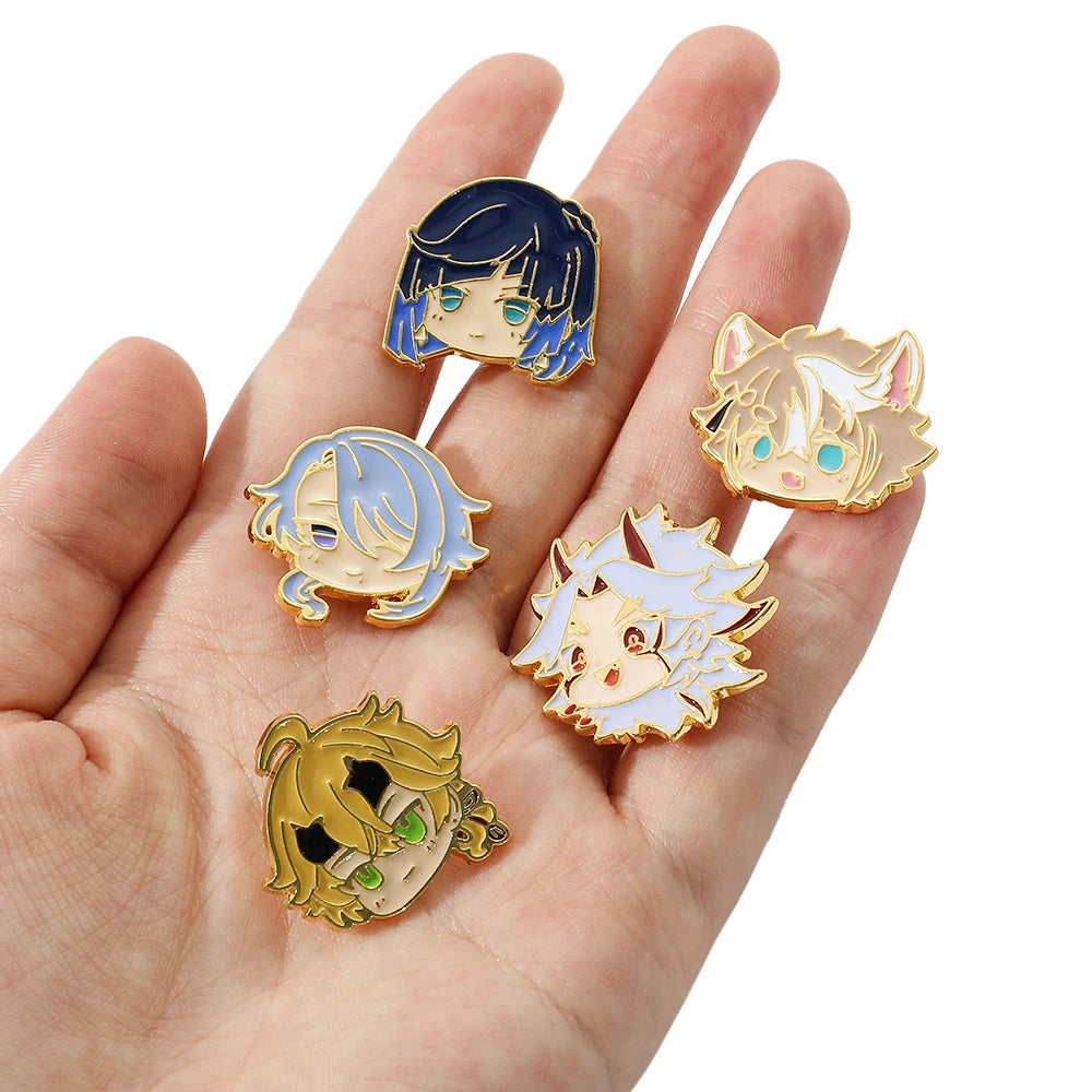 Game Genshin Impact Brooch Character Model Metal Enamel Badges Clothing Backpack Lapel Pins Jewelry Accessories Gifts