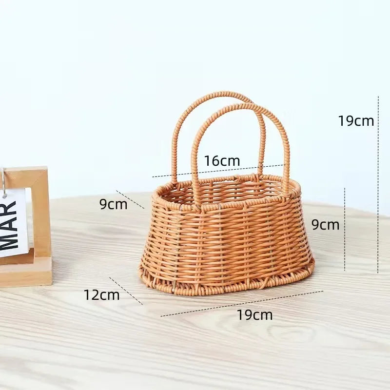 Imitation Rattan Flower Basket Flower Shop Best-selling Hand Basket Living Room Flower Arrangement Storage Basket Picnic Basket