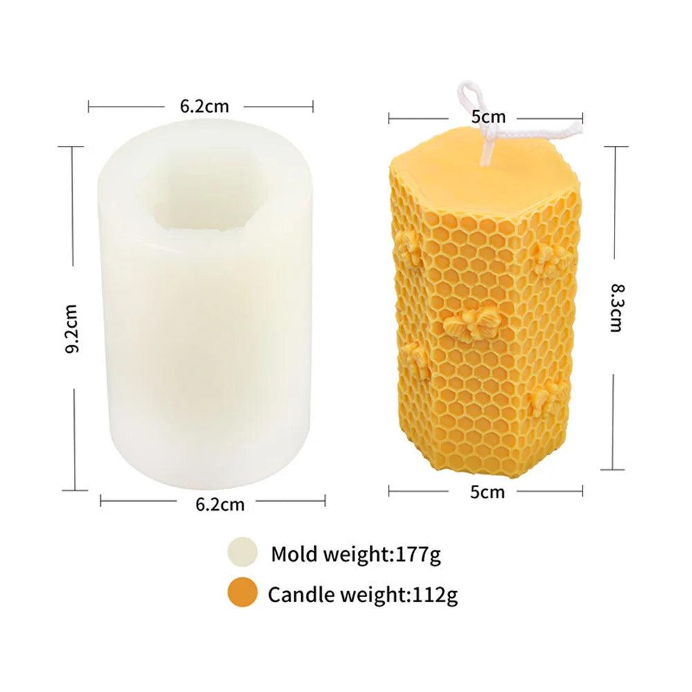 DIY Honeycomb Cylinder Candle Silicone Mold 3D Honeycomb Bee House Beeswax Aromatherapy Handmade Soap Plaster Resin Moulds Gifts