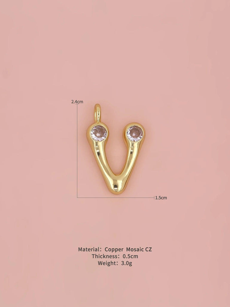 New Simple Versatile Round Zircon Plated Gold Copper 26 English Letters A-Z Pendant Men Women Necklaces Jewelry Making