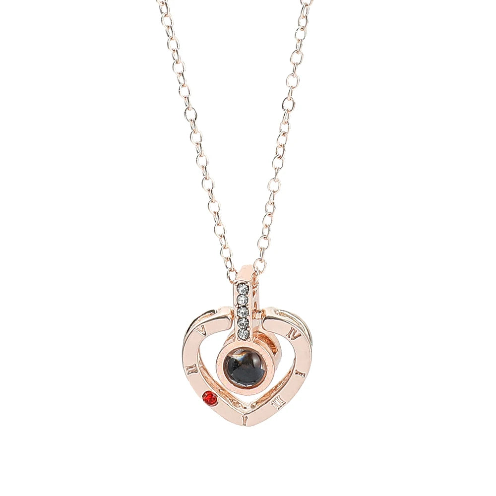 100 Languages I Love You Necklaces Love Memory Projection Necklaces Female Fashion Alloy Pendant Jewelry Gifts
