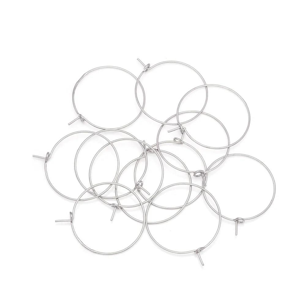 20Pcs 15/20/25/30/35/40mm Stainless Steel Wine Glass Charm Rings Earring Hoops DIY Jewelry Making Accessories