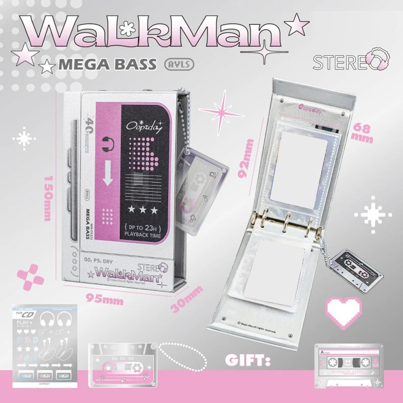 Kawaii 3 Inch Acrylic DV Type Flip Cover Kpop Photocard Holder Photo Card Holder Bag Pendant School Stationery