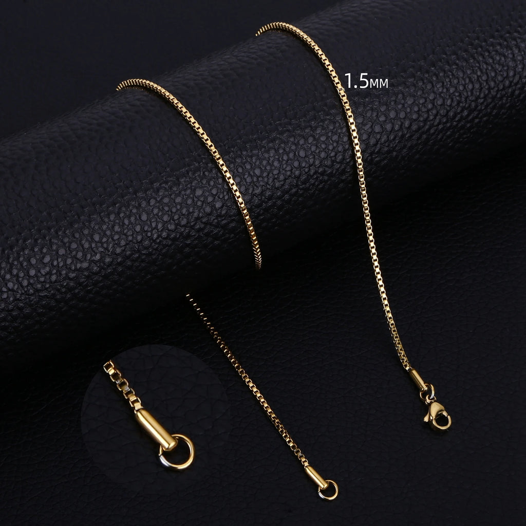 HIYEE 1.5 To 3 MM Thick Stainless Steel Box Chain Necklaces For Men And Women Jewelry Link Chokers With 18 To 24 Inches
