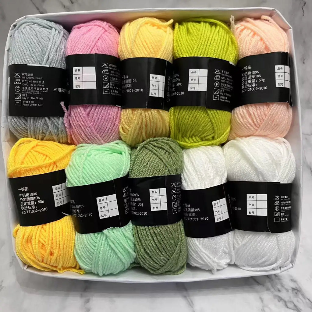 10 Balls Milk Cotton Yarn 500g Knitting and Crochet Wool Cotton Yarn DIY Craft Pack