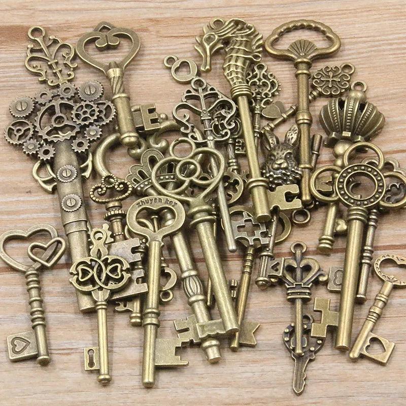 100g 50g 30g Mixed Key Charms 6 Color Bracelets Necklace Craft Metal Pendant For Jewelry Making DIY Supplies Wholesale
