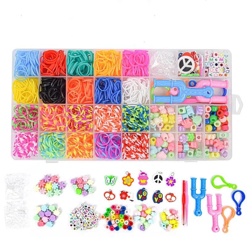 1Set Elastic Rubber Band Refill Loom Bracelet Kit Organizer for DIY Knitting Friendship Craft Girl Kid Creativity Birthday Gift