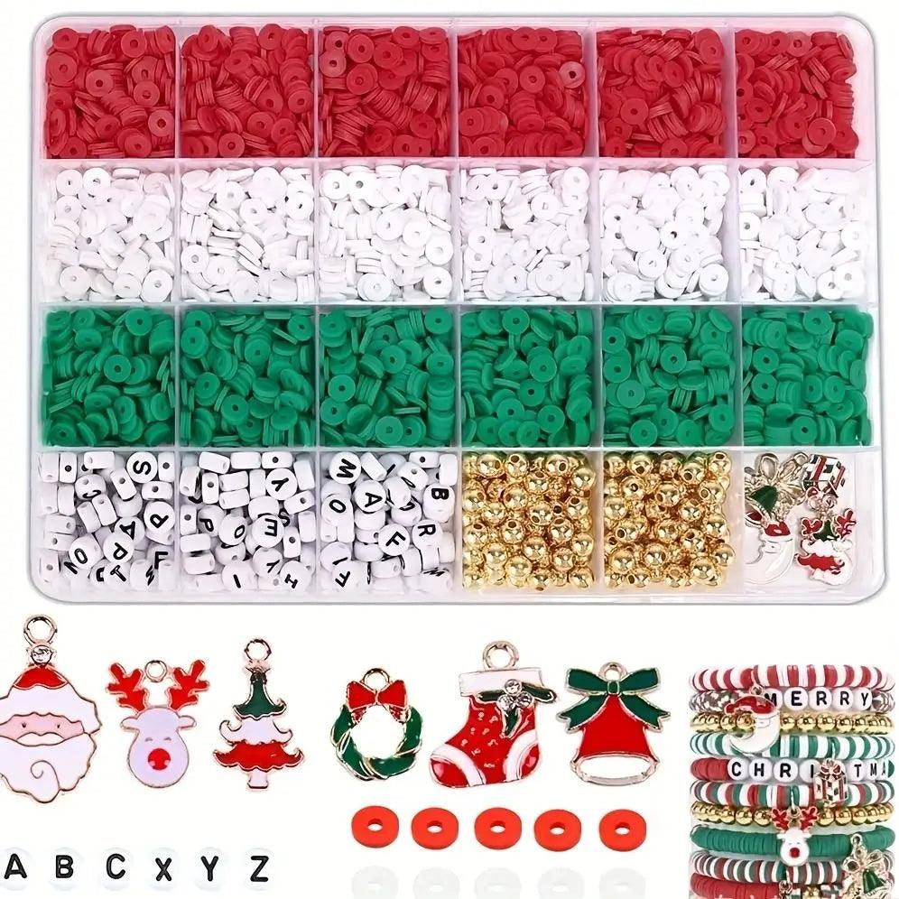 4160PCS Christmas Beading Kit for Girls, DIY Jewelry Making Set with Acrylic Beads & Charms, Festive Xmas Bracelet Craft Gift wi