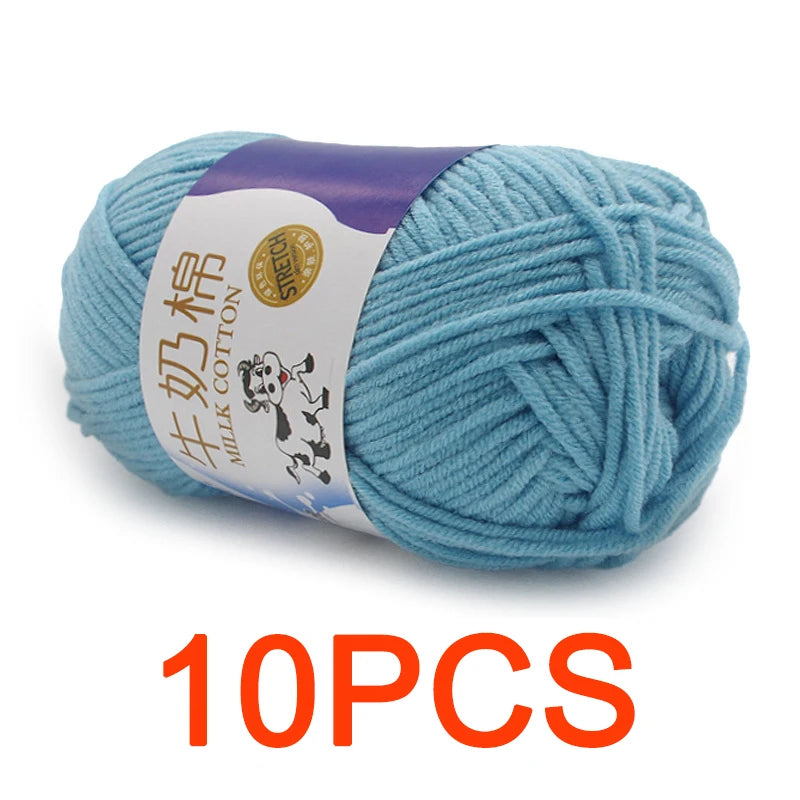 10 Pieces Milk Cotton Knitting Yarn Soft Warm Yarn for Hand Knitting and Crochet Projects