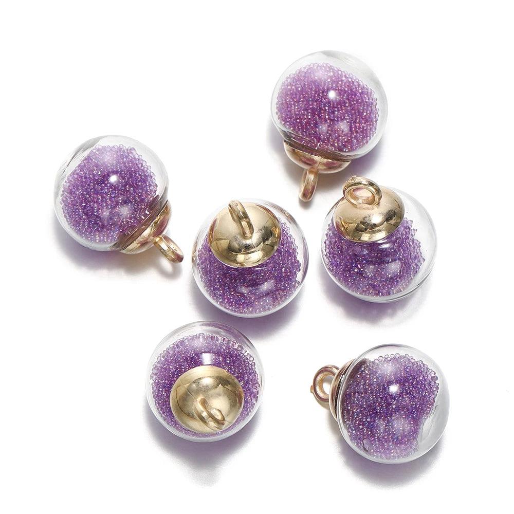 10Pcs Charms Quicksand Transparent Glass Ball 16mm Pendants Findings for Earrings Necklace Pendant DIY Jewelry Making Supplies