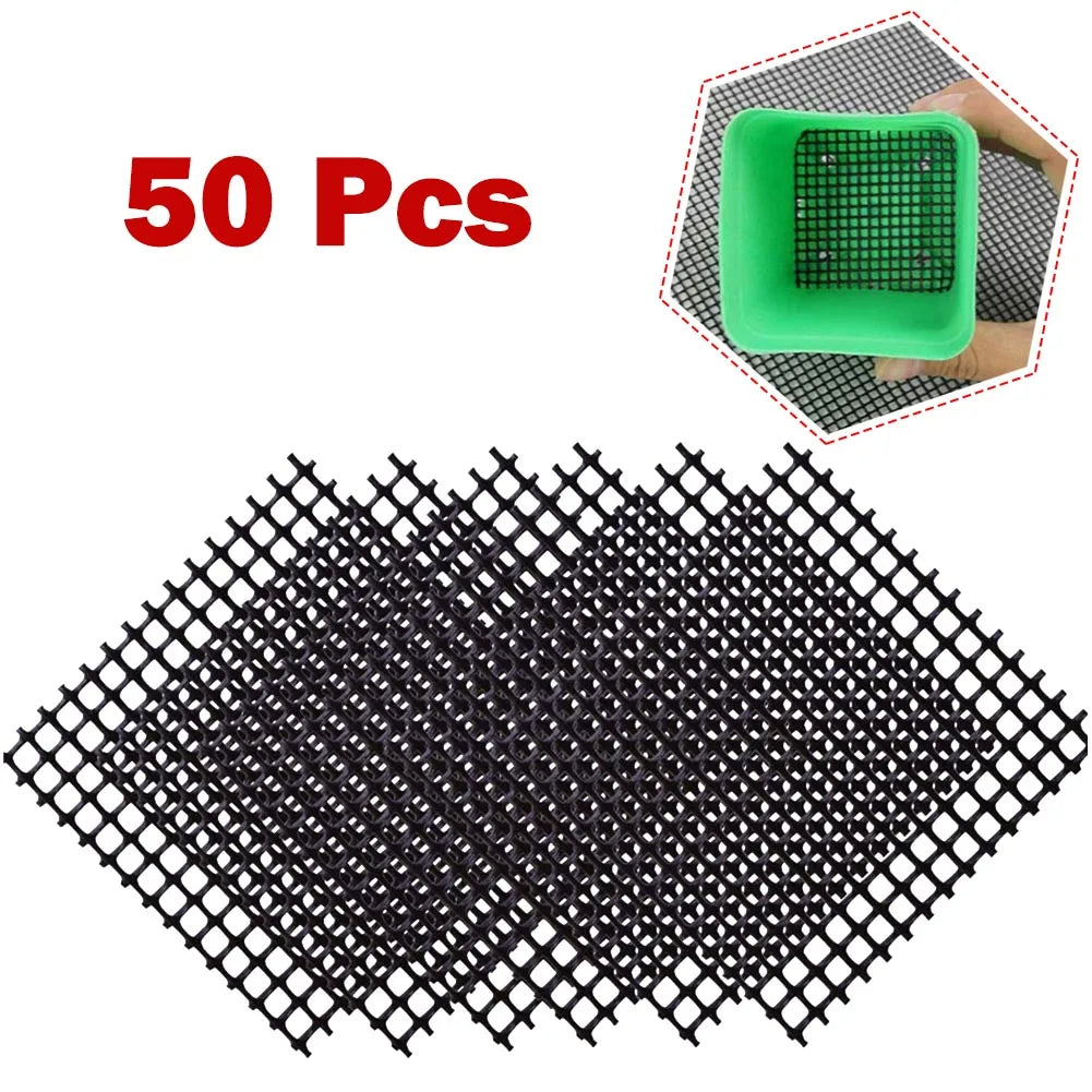 50Pcs Flower Pot Hole Mesh Pad 45x1.5mm Round Bottom Grid Mat Drainage Bonsai Pot Bottom Grid Mat Breathable Drainage Bottom Mat