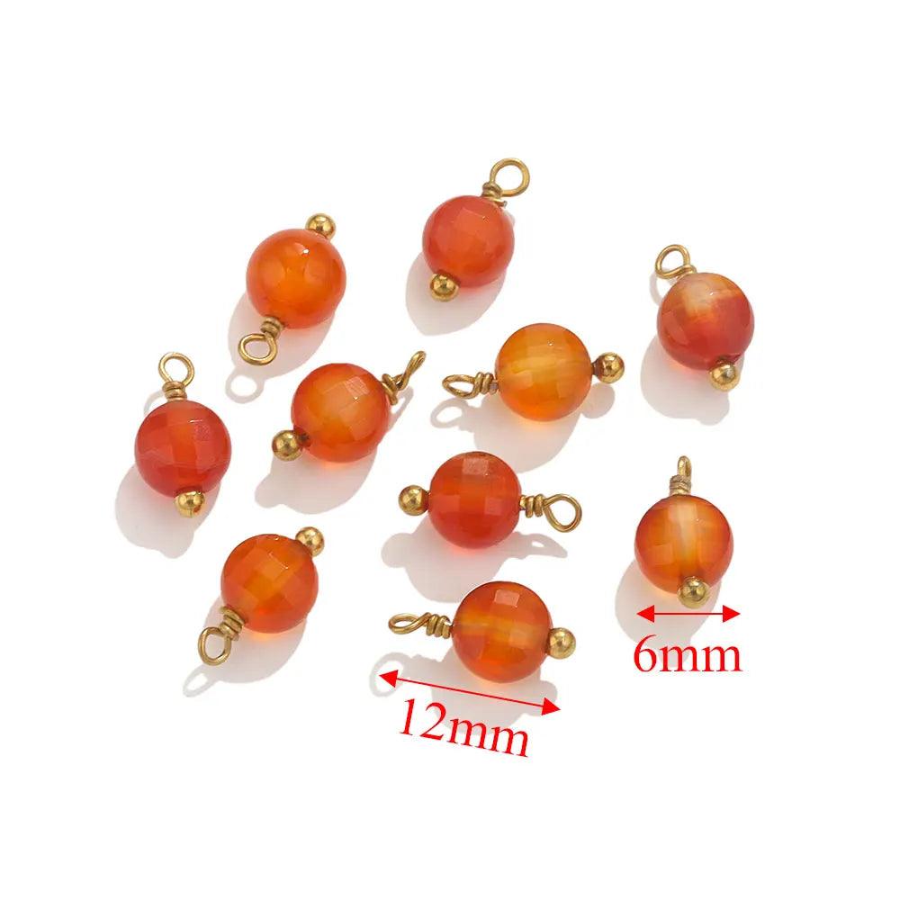 10pcs Stainless Steel Natural Stone Cahrms For Earring Bracelets DIY Handmade Pendants Jewelry Making Dangles Findings Material