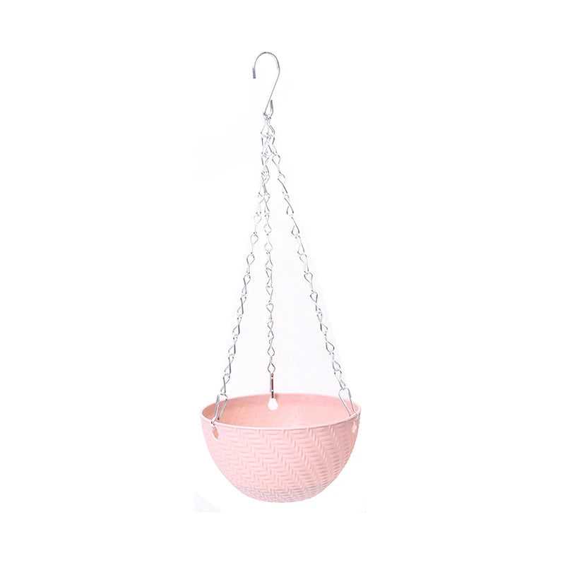 Balcony Chain Hanging Planters Flower Pot Basket Imitation Rattan Weaving New