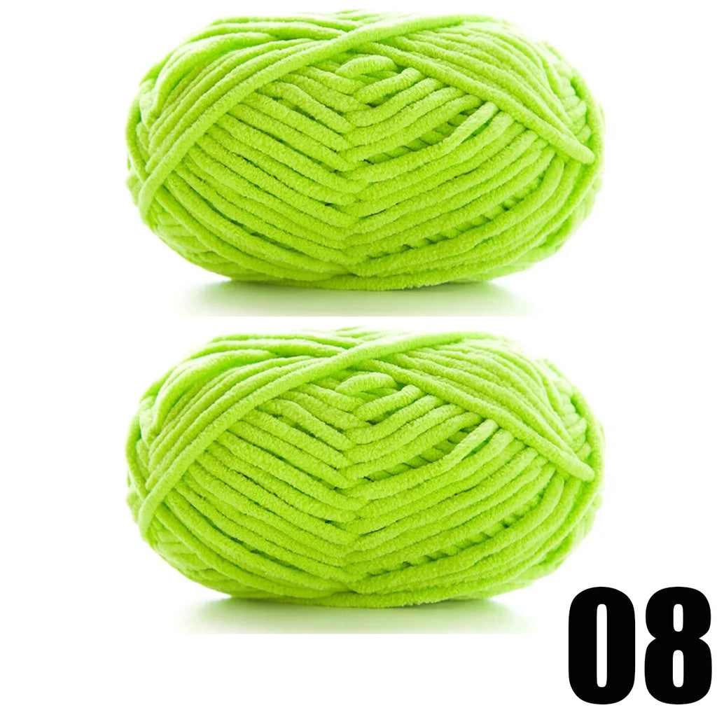 Thick Velvet Yarn 2pcs 50g Soft Chenille Knitting Yarn for DIY Scarves and Hats