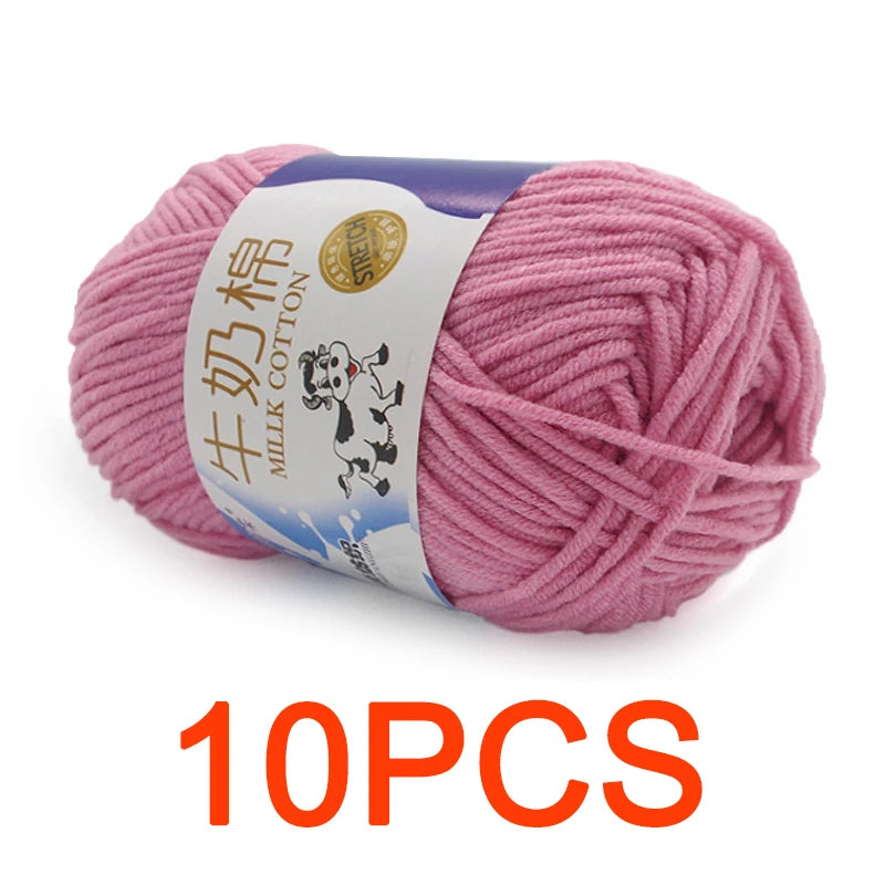 10 Pieces Milk Cotton Knitting Yarn Soft Warm Yarn for Hand Knitting and Crochet Projects