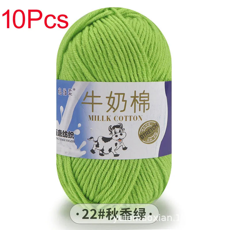 10 Piece Milk Cotton Yarn Knitting Wool for Hand Knitting and Crochet Soft Yarn for Scarves Hats and Sweaters