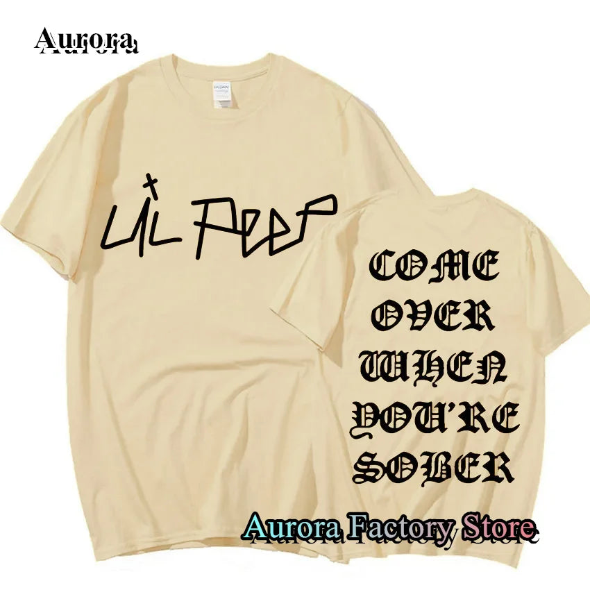 Rapper Lil Peep Come Over When You're Sober Tour T-Shirt for Men Casual Summer Cotton Tee Streetwear