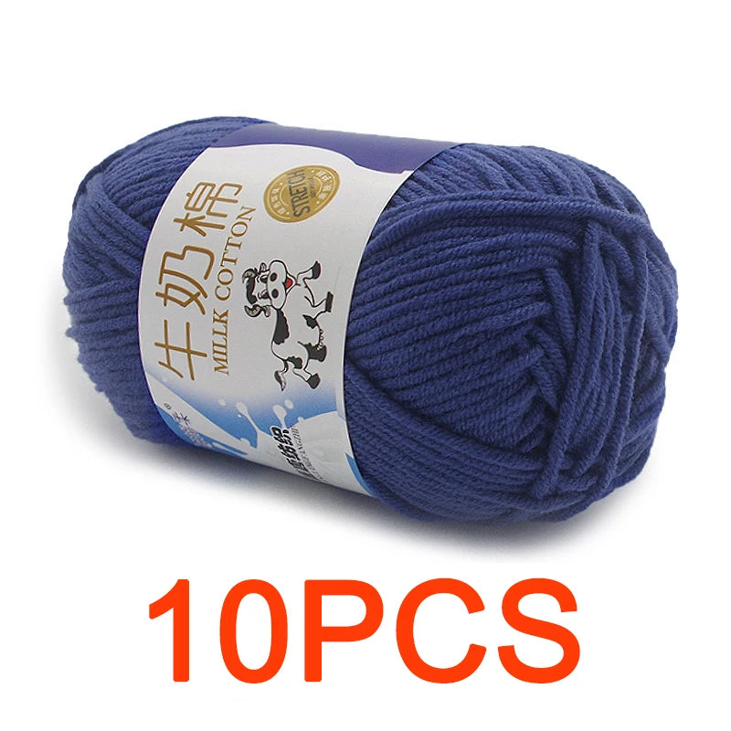 10 Pieces Milk Cotton Knitting Yarn Soft Warm Yarn for Hand Knitting and Crochet Projects