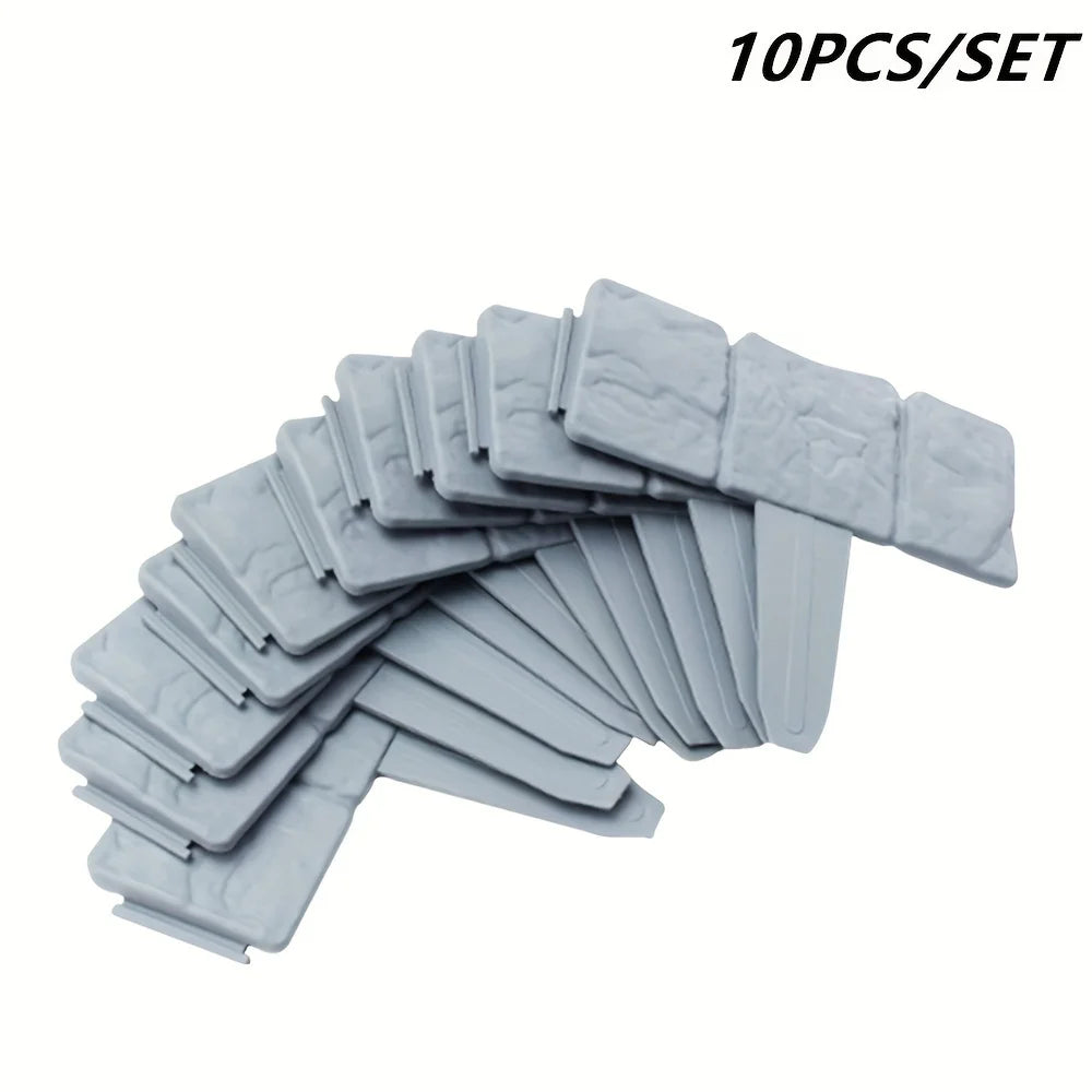 10Pcs/20Pcs/30Pcs Home Garden Border Edging Plastic Fence Stone DIY Yard Landscape Plant Fence Lawn Flower Plant Bed Decoration