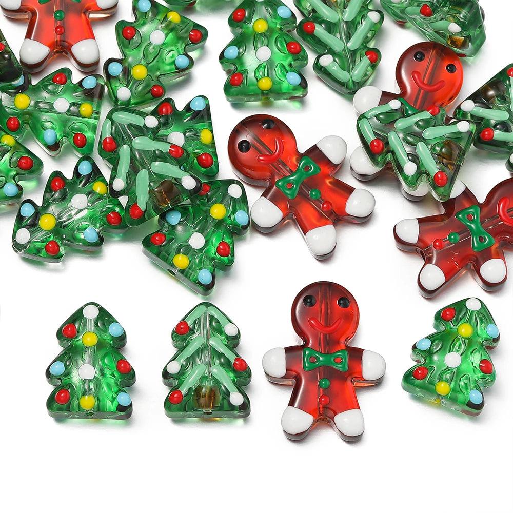 1pcs Glass Gingerbread Man Beads Christmas Tree Spacer Bead for Christmas Decoration DIY Jewelry Making Accessories