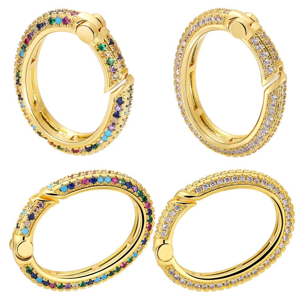 Juya 18K Real Gold Plated Decoration Oval Round Carabiner Lobster Clasp Accessories For DIY Luxury Handicraft Jewelry Making