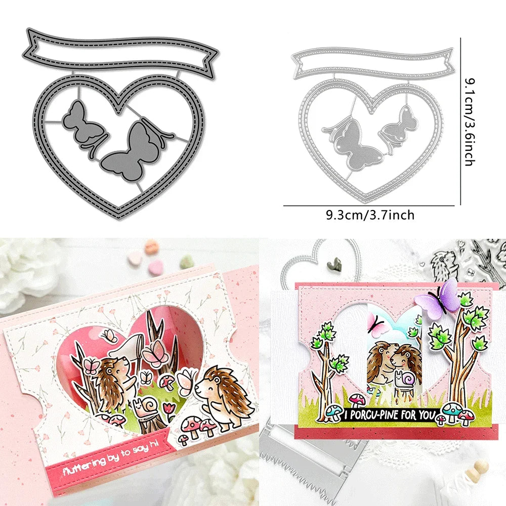 Heart Pouch and Add-On Metal Cutting Dies Embossing Diecut for DIY Wedding Card Making Scrapbooking Crafting Supplies