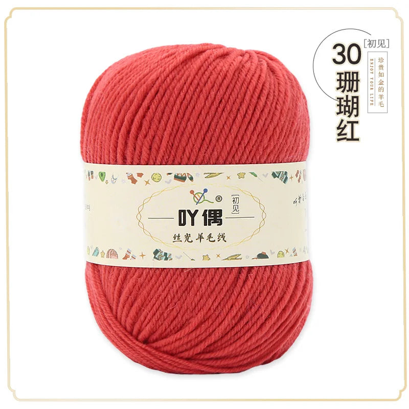 100 Percent Wool Yarn 50g Worsted Weight Soft Warm Crochet