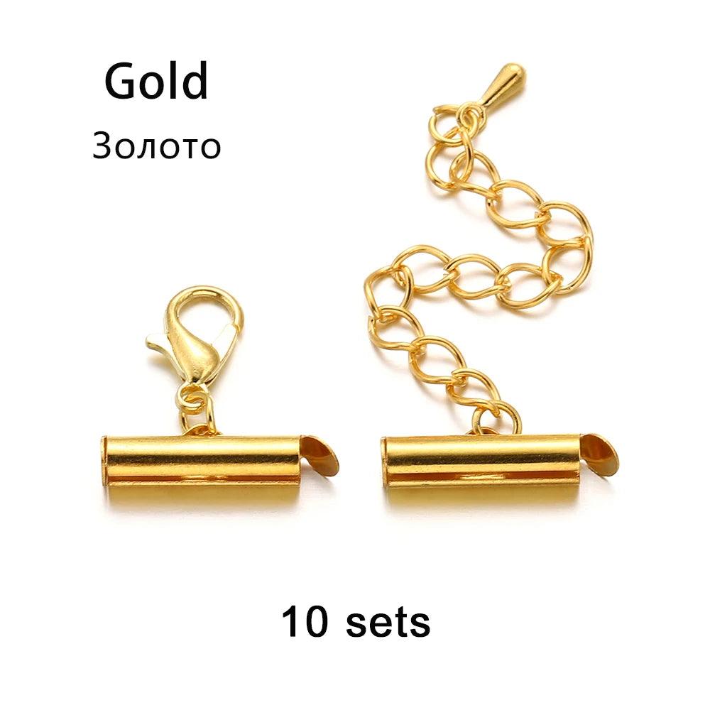 10Sets/Lot 10-40mm Lobster Clasps Hooks Extending Chain Bracelet End Connectors Slider Clasp For DIY Jewelry Making Finding