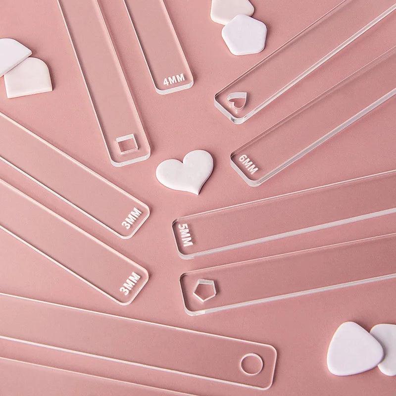 Soft Pottery Polymer Clay Thickness Ruler Acrylic Roller Guide Rail DIY INS Earing Jewelry Pendant Making Tool 2/3/4/5/6mm Thick