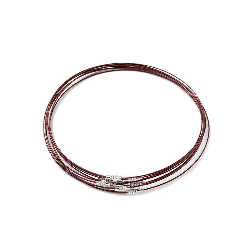 10pcs 46cm No Fade Stainless Steel Wire Necklace Cord  Choker Chain with Brass Screw Clasp For DIY Jewelry Making