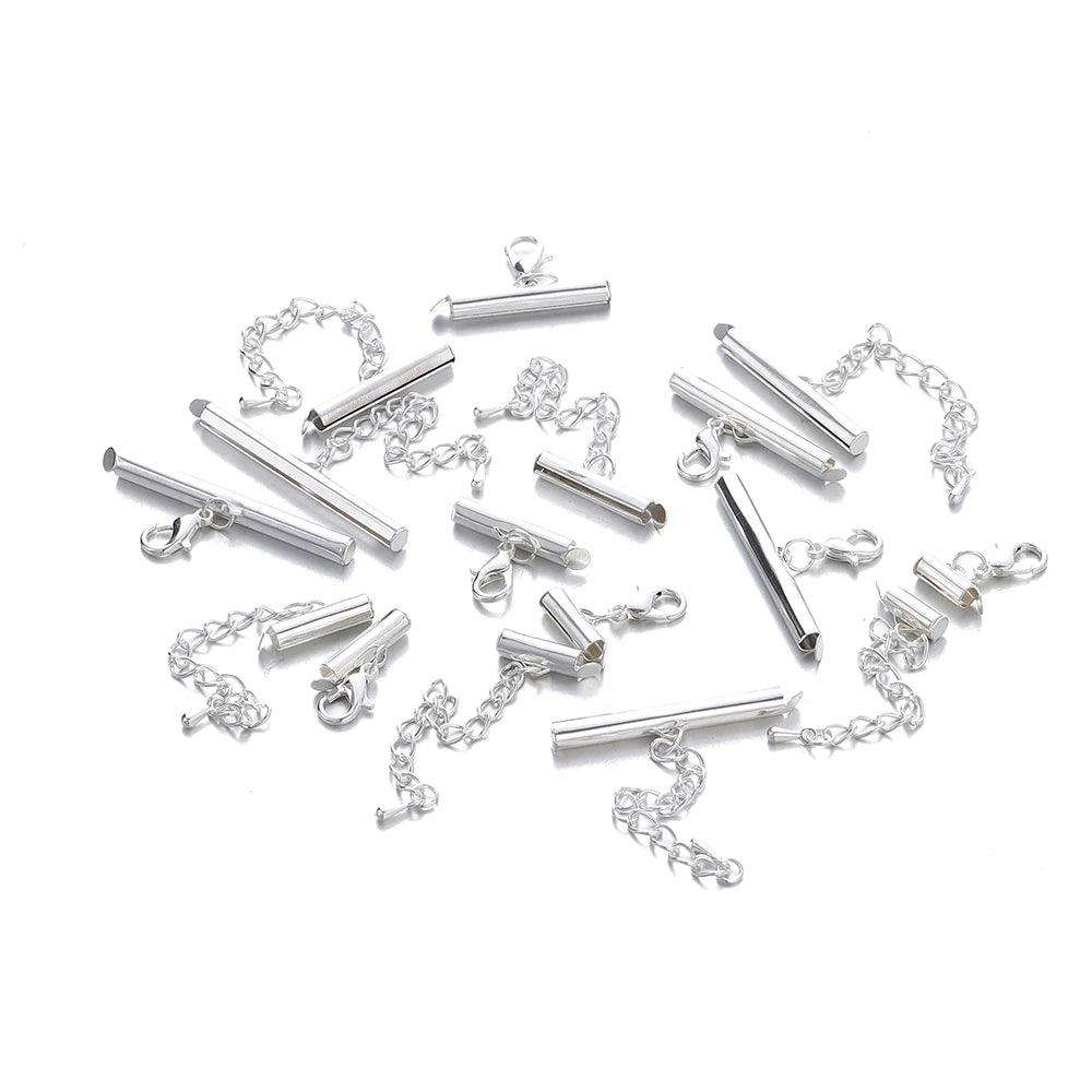 10Sets/Lot 10-40mm Lobster Clasps Hooks Extending Chain Bracelet End Connectors Slider Clasp For DIY Jewelry Making Finding
