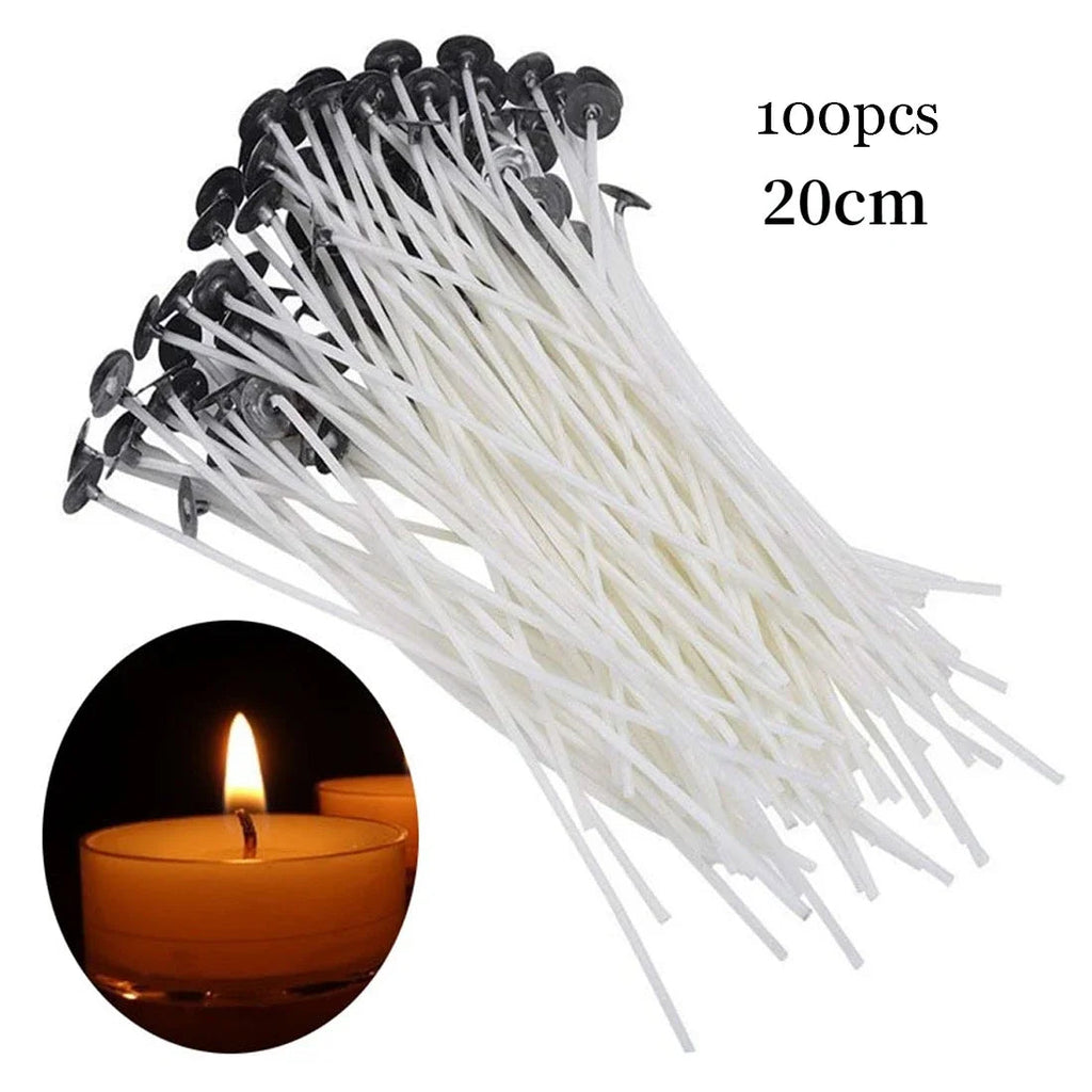 9-20cm 100 PCS Candle Wicks Smokeless Wax Pure Cotton Core for DIY Candle Making Pre-waxed Wicks Party Supplies Oil Lamp