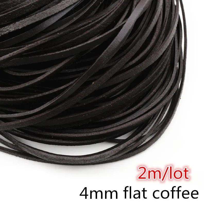 2-5m/lot 1-8mm Genuine Cow Leather Round/Flat Strand Thong Cord DIY Bracelet Findings Rope String For Jewelry Making Accessories