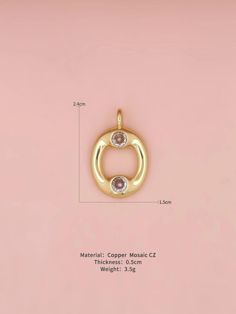 New Simple Versatile Round Zircon Plated Gold Copper 26 English Letters A-Z Pendant Men Women Necklaces Jewelry Making