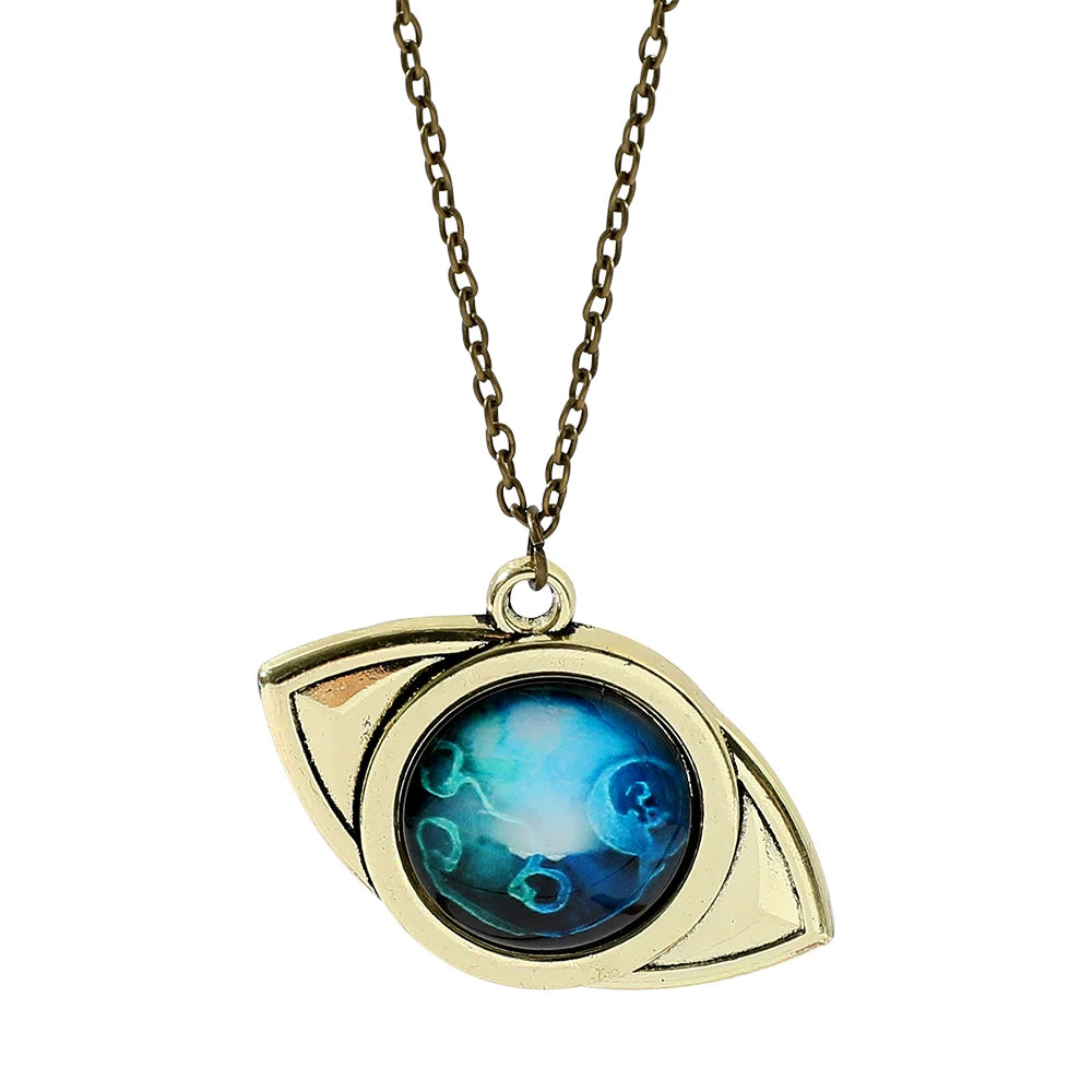 Anime The Promised Neverland Emma Amulet Blue Eye-shaped Pendant Necklace for Women Men Cosplay Jewelry Gift