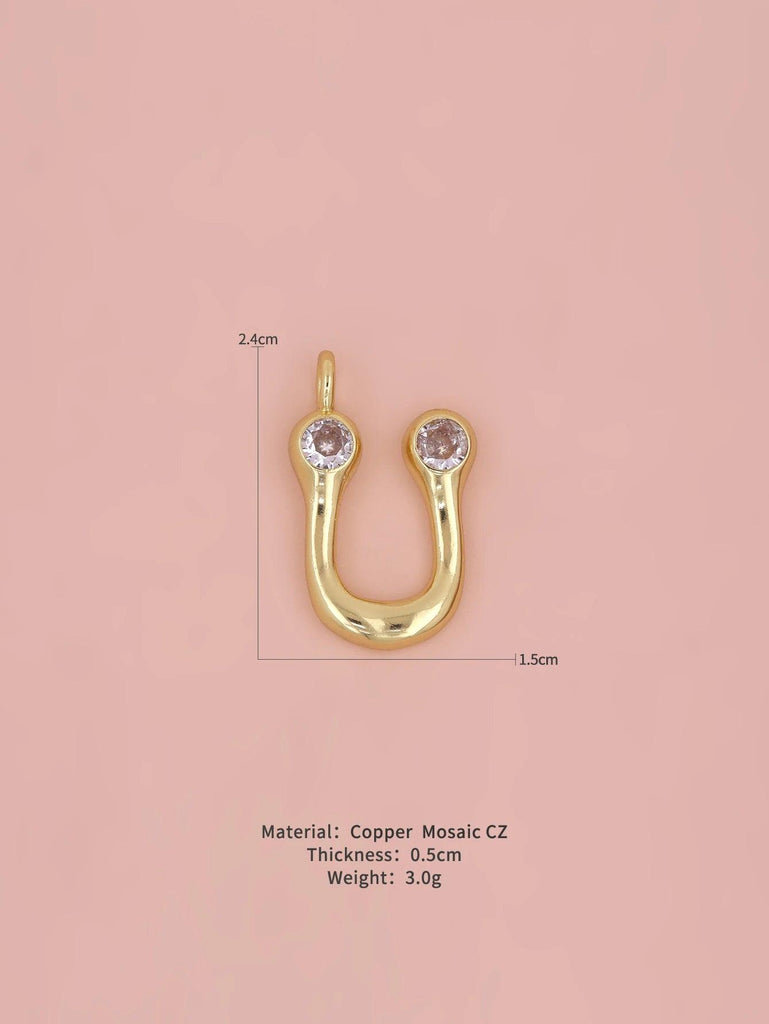 New Simple Versatile Round Zircon Plated Gold Copper 26 English Letters A-Z Pendant Men Women Necklaces Jewelry Making